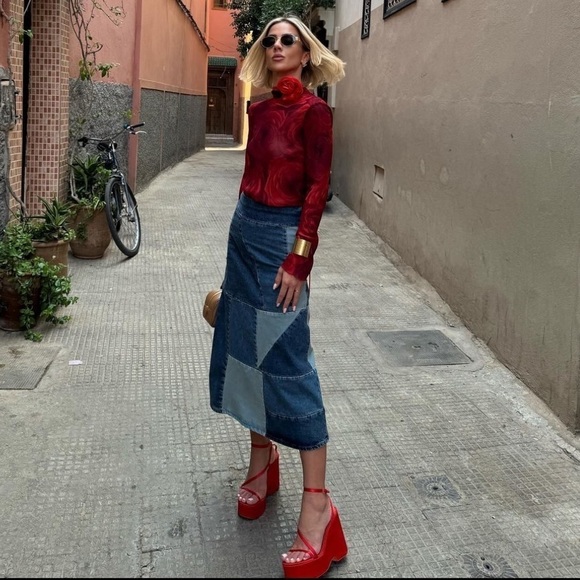 Zara women’s chunky satin strap wedge sandal 1315 010 - Picture 6 of 16